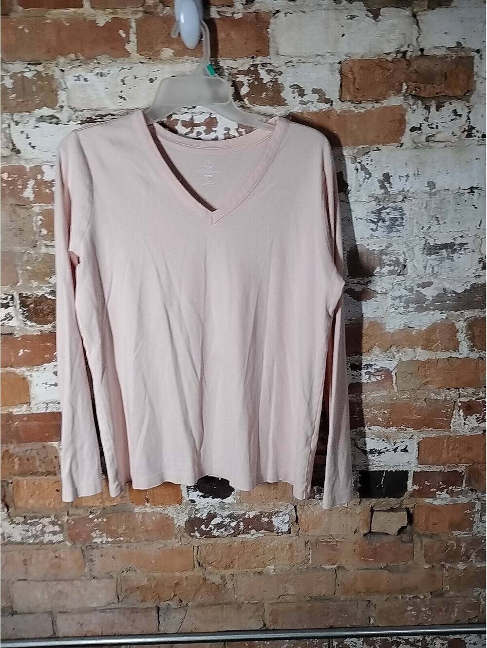 womens light pink cotton top long sleeve